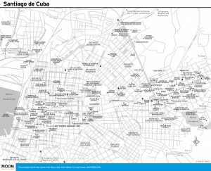 Travel map of Santiago, Cuba